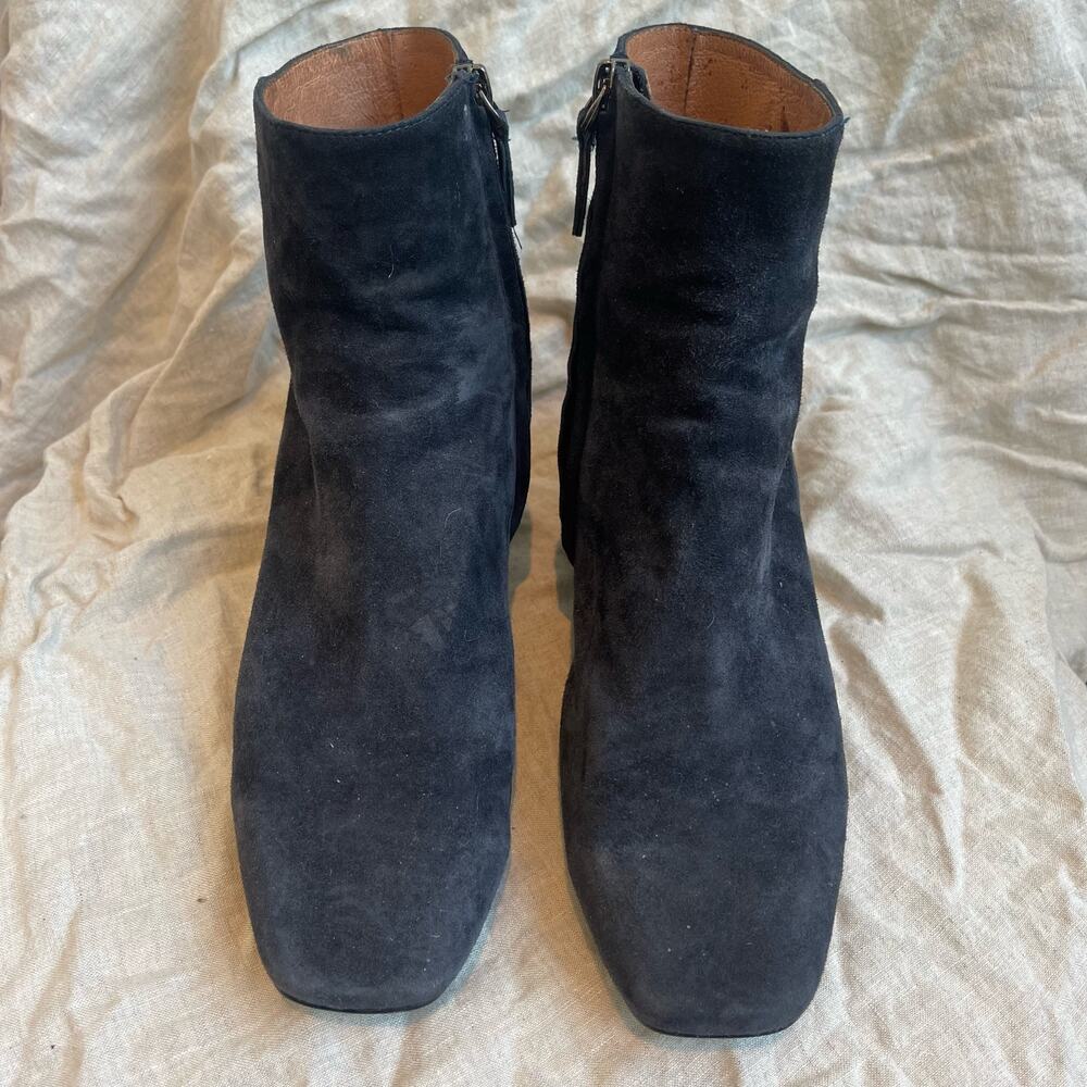 Joie Suede Blue Block Heel Angle Boot With Cushioned Sole - 39